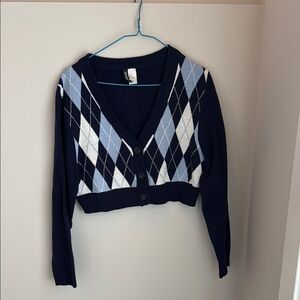 Stylish Navy Argyle Sweater